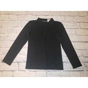 NWT Cat & Jack Girls Size Small Solid Black Long-Sleeve School Uniform Shirt